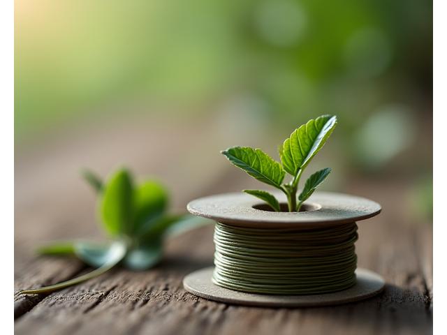 Biodegradable fishing line spool with plant icon